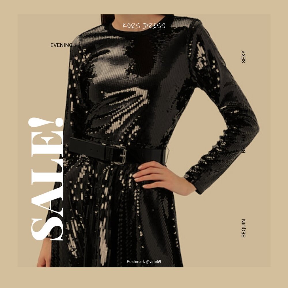 MICHAEL KORS - Black Sequin Handkerchief Dress - Size S - NWOT
